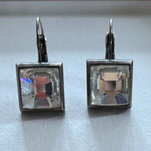 Exquisite vintage square Myka Designs earrings, rustic silver